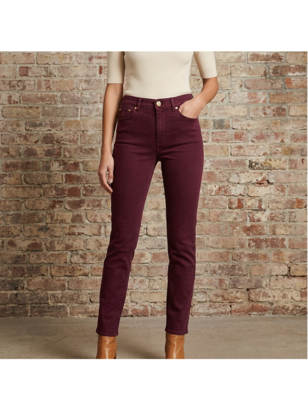 Tory Burch Burgundy Skinny Jeans